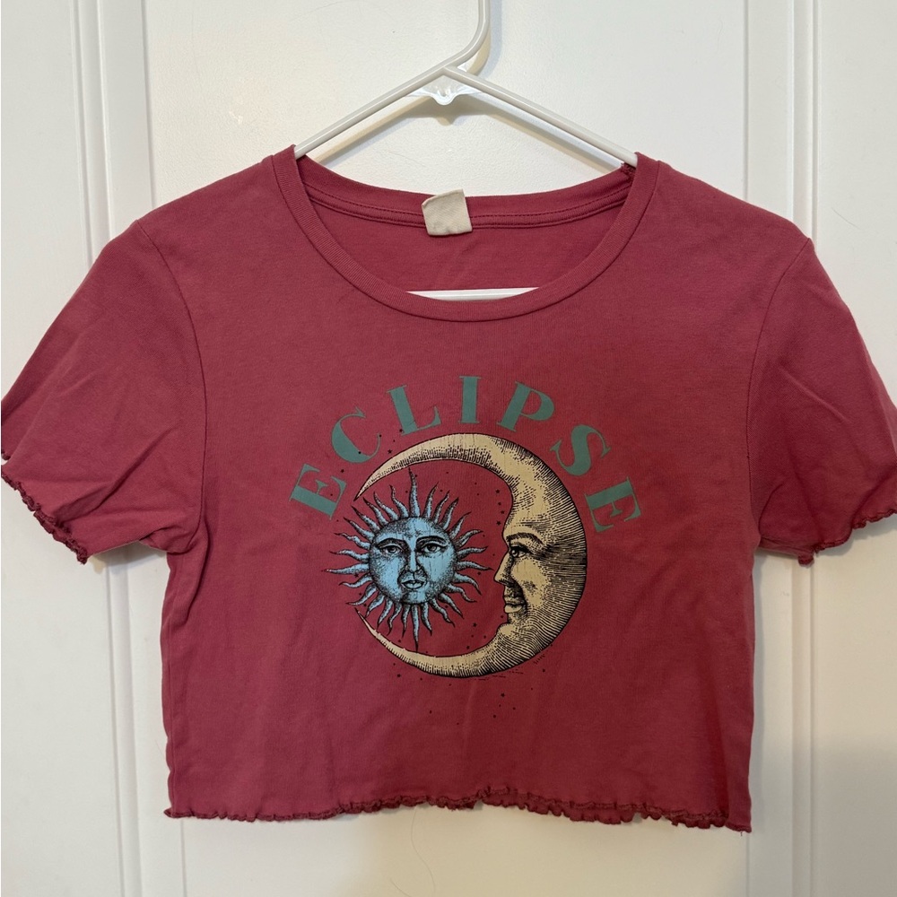 Urban Outfitters Eclipse Sun and Moon Crop Top - Red